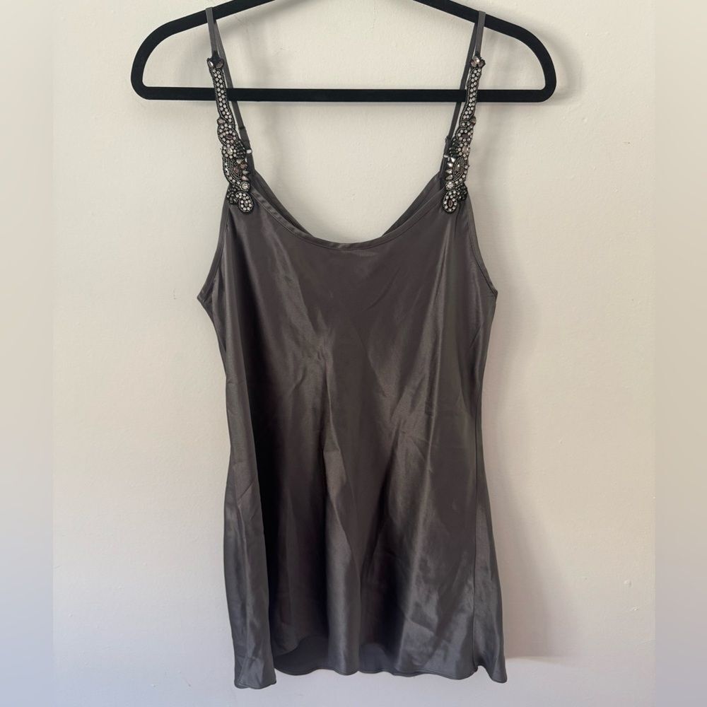 SALE! Graham & Spencer Silk Gray Mini Dress with Embellished Straps Large